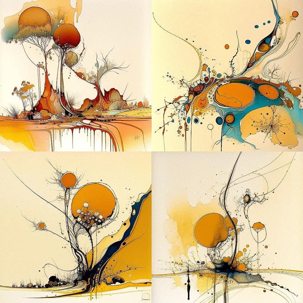 John Olsen style, Midjourney V4, render 1 of 4