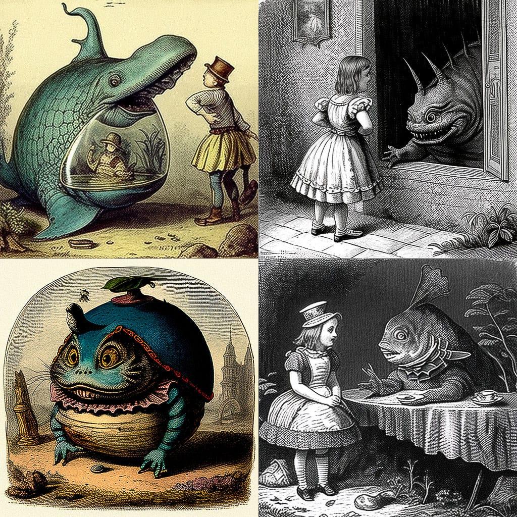 John Tenniel style, Midjourney V4, render 1 of 4