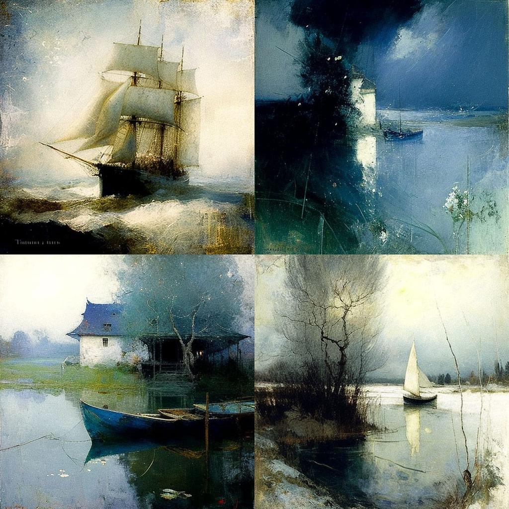 John Twachtman style, Midjourney V4, render 1 of 4