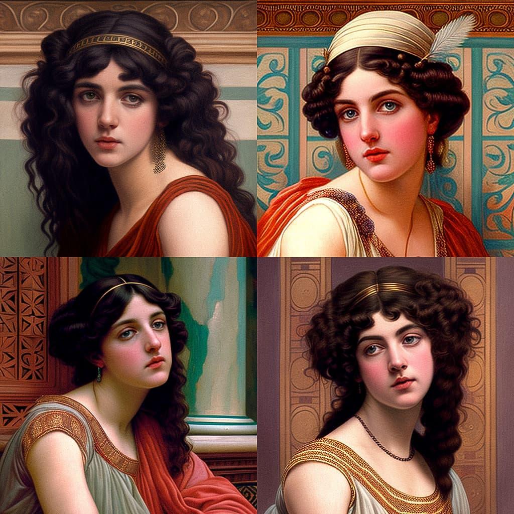 John William Godward style, Midjourney V4, render 1 of 4