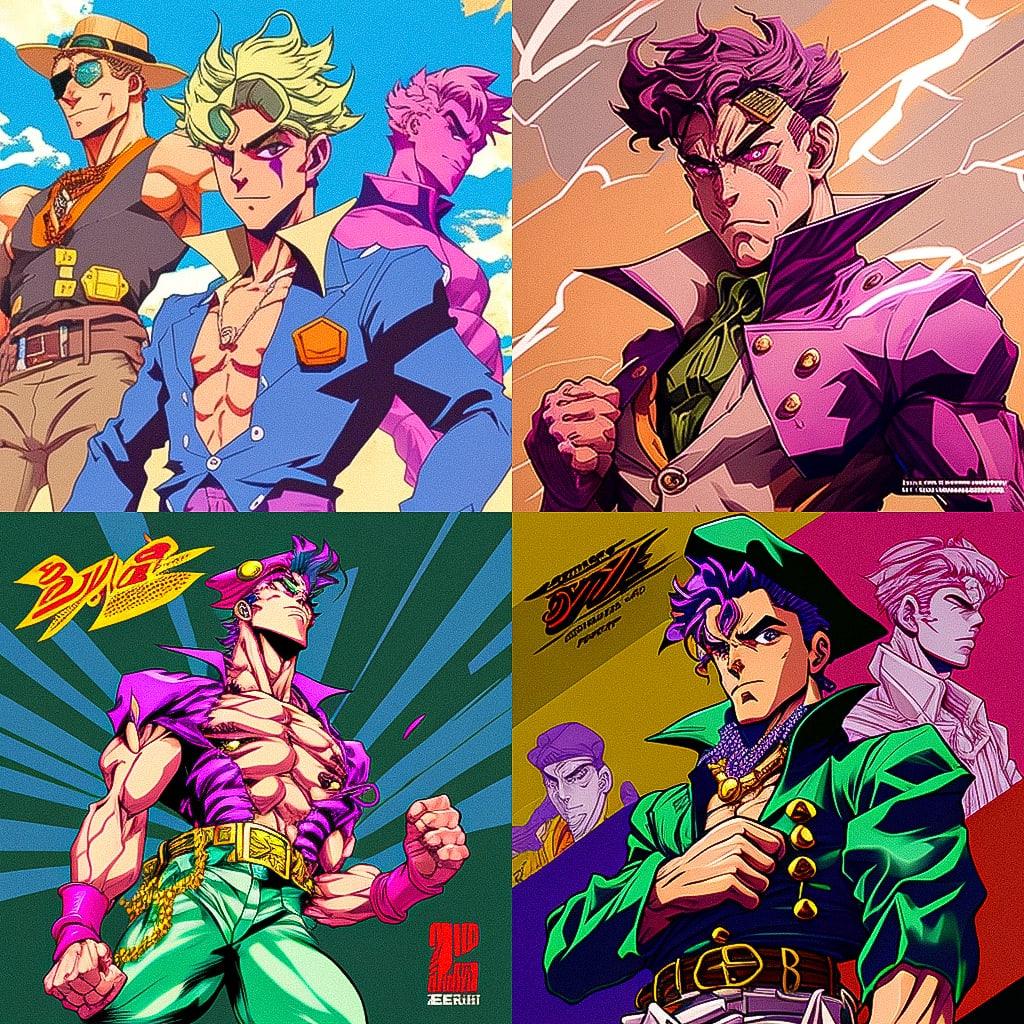 JoJos Bizarre Adventure style, Midjourney V4, render 1 of 4