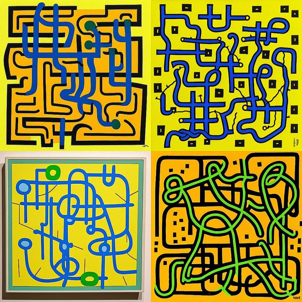 Jonathan Lasker style, Midjourney V4, render 1 of 4