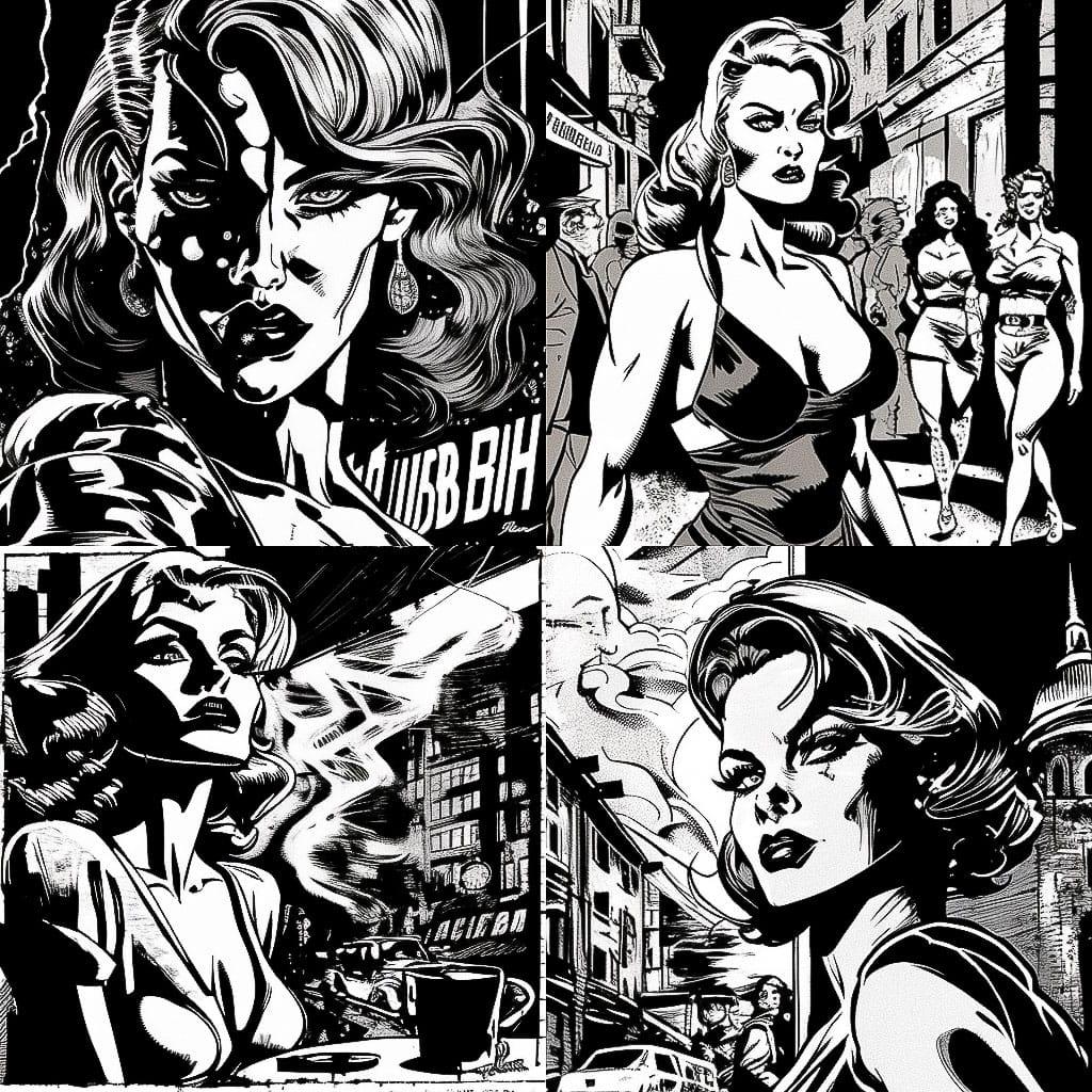 Jordi Bernet style, Midjourney V4, render 1 of 4