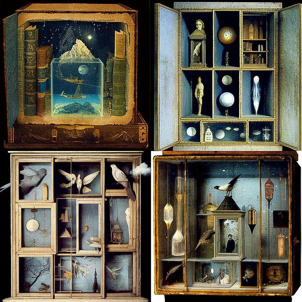 Joseph Cornell style, Midjourney V4, render 1 of 4