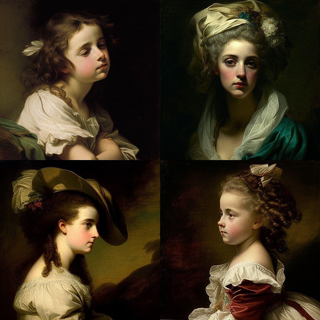 Joshua Reynolds style, Midjourney V4, render 1 of 4