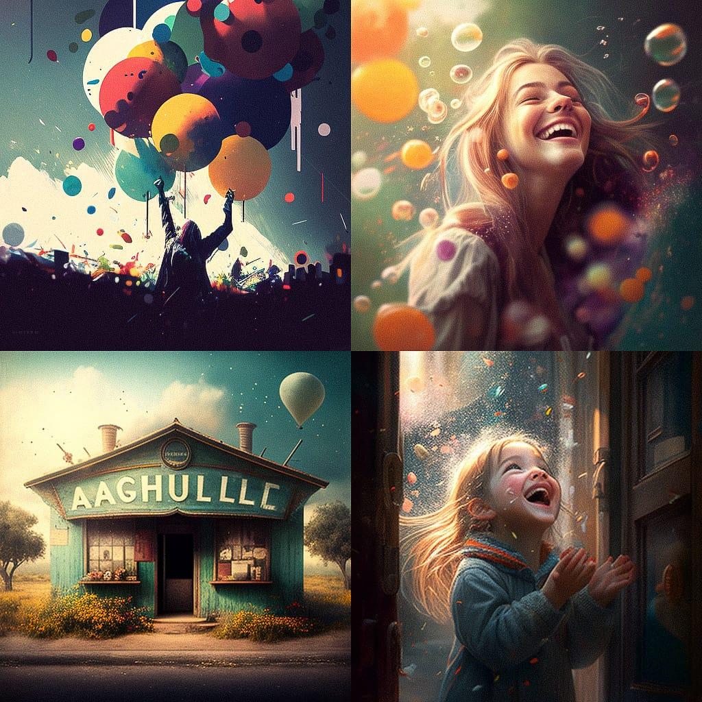 Joyful atmosphere style, Midjourney V4, render 1 of 4