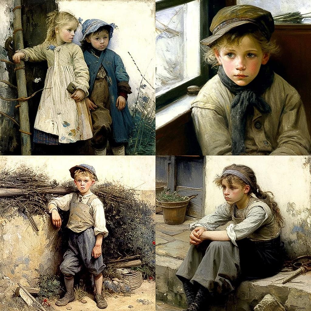 Jules Bastien-Lepage style, Midjourney V4, render 1 of 4