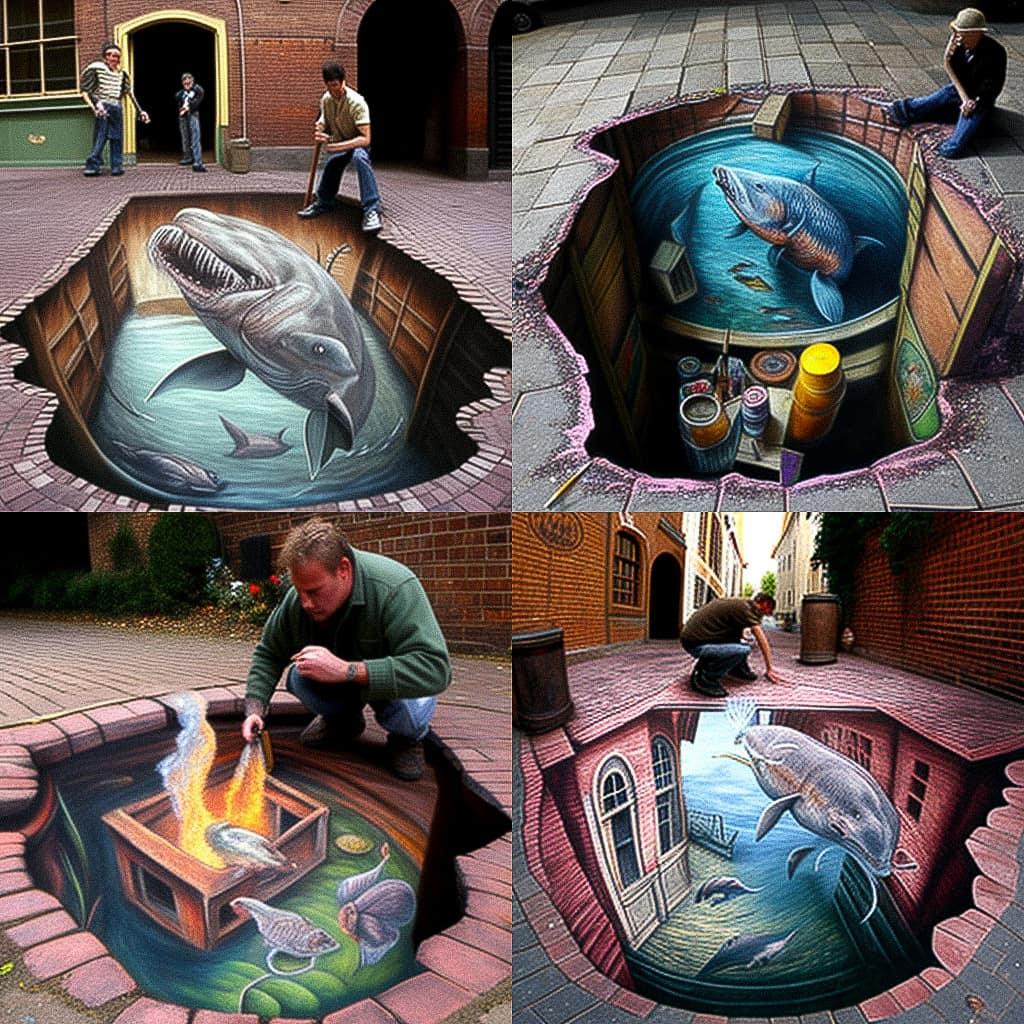 Julian Beever style, Midjourney V4, render 1 of 4