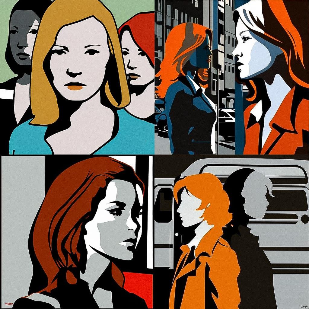 Julian Opie style, Midjourney V4, render 1 of 4