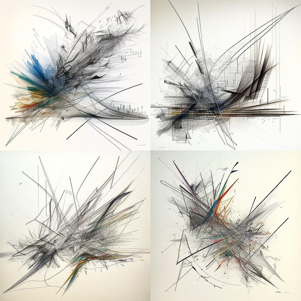 Julie Mehretu style, Midjourney V4, render 1 of 4