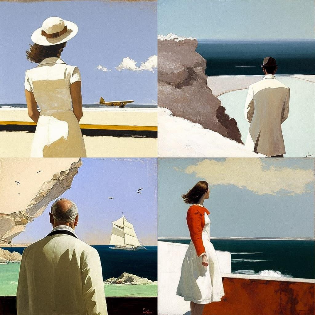Julio Larraz style, Midjourney V4, render 1 of 4