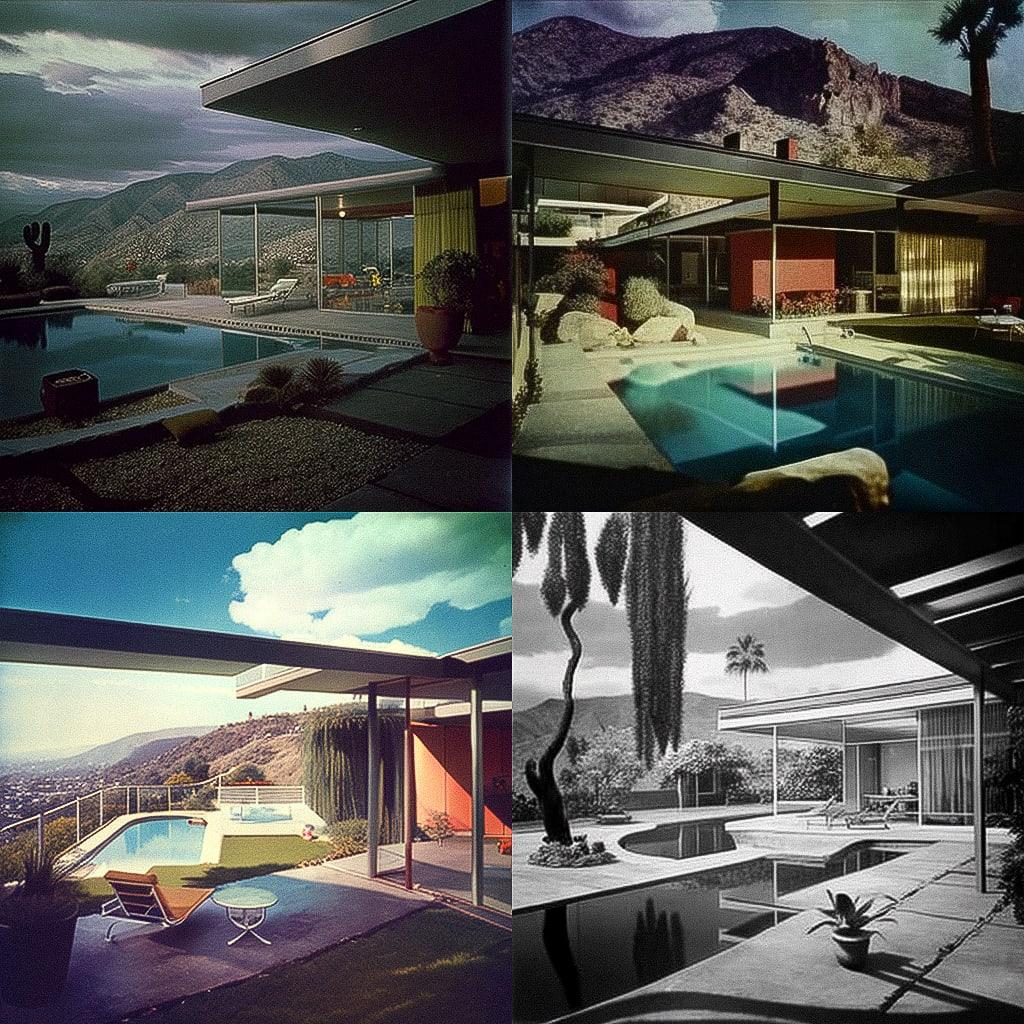 Julius Shulman style, Midjourney V4, render 1 of 4