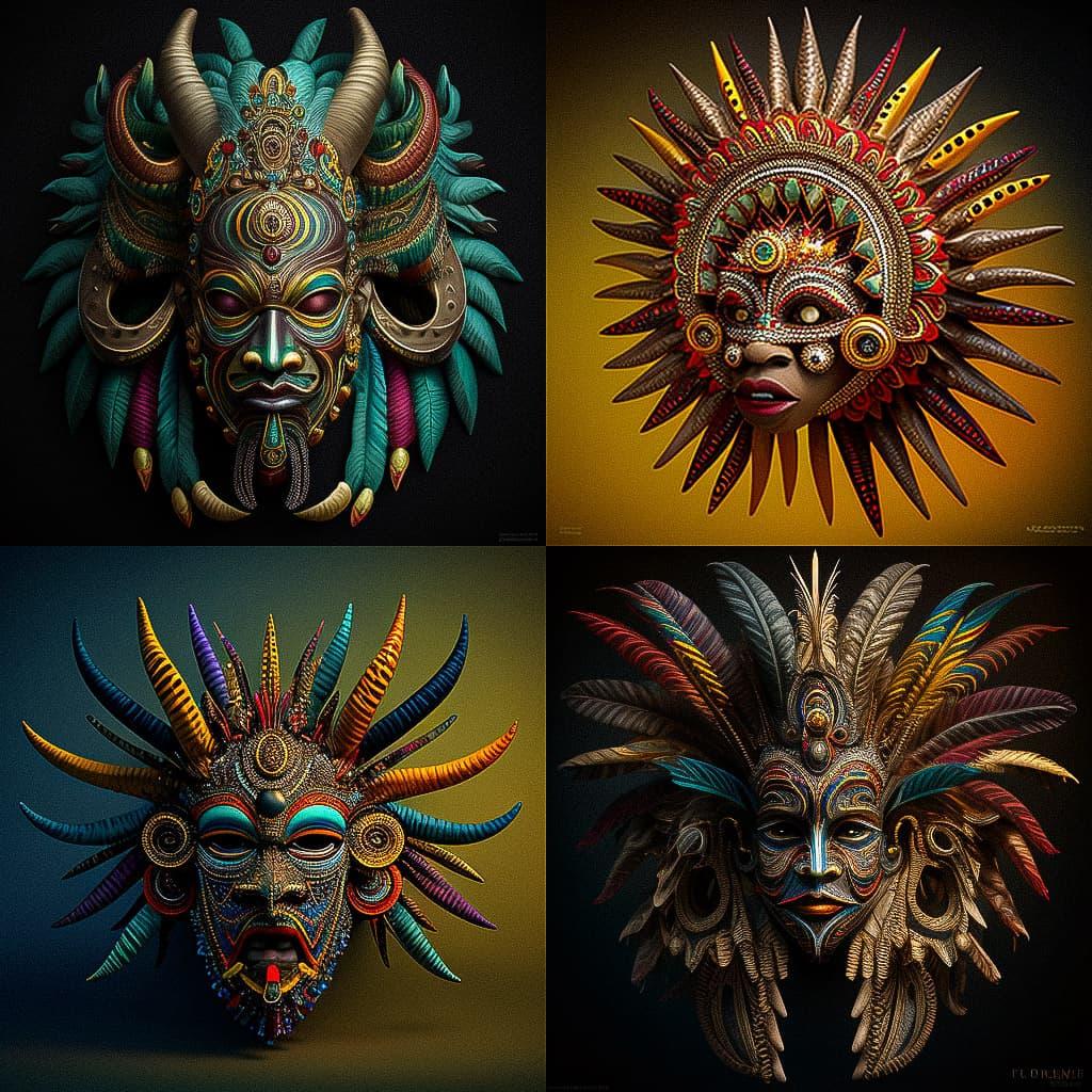 Junkanoo mask style, Midjourney V4, render 1 of 4