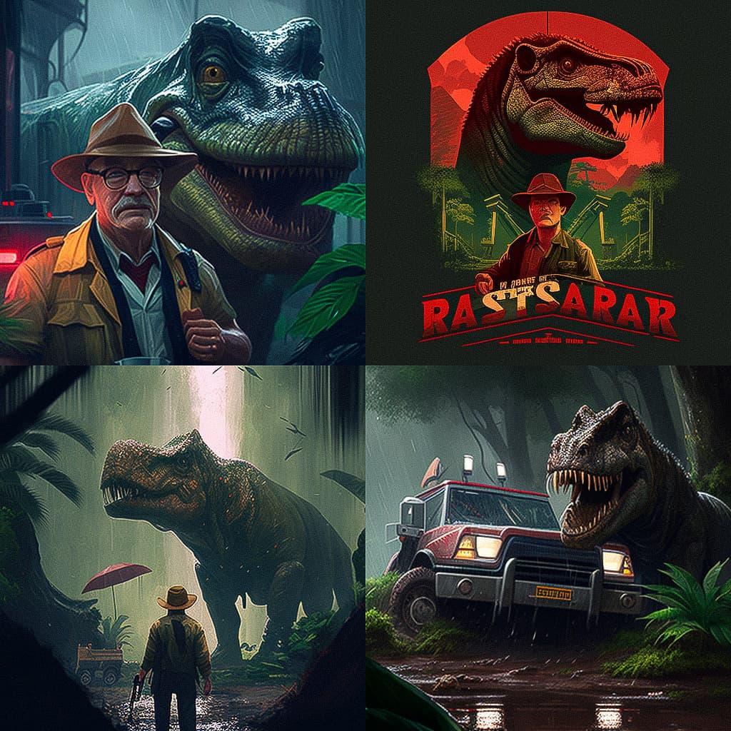 Jurassic Park style, Midjourney V4, render 1 of 4