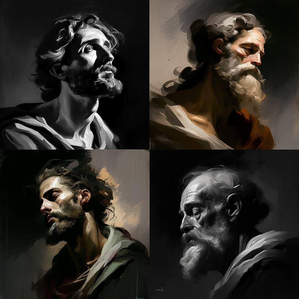 Jusepe de Ribera style, Midjourney V4, render 1 of 4