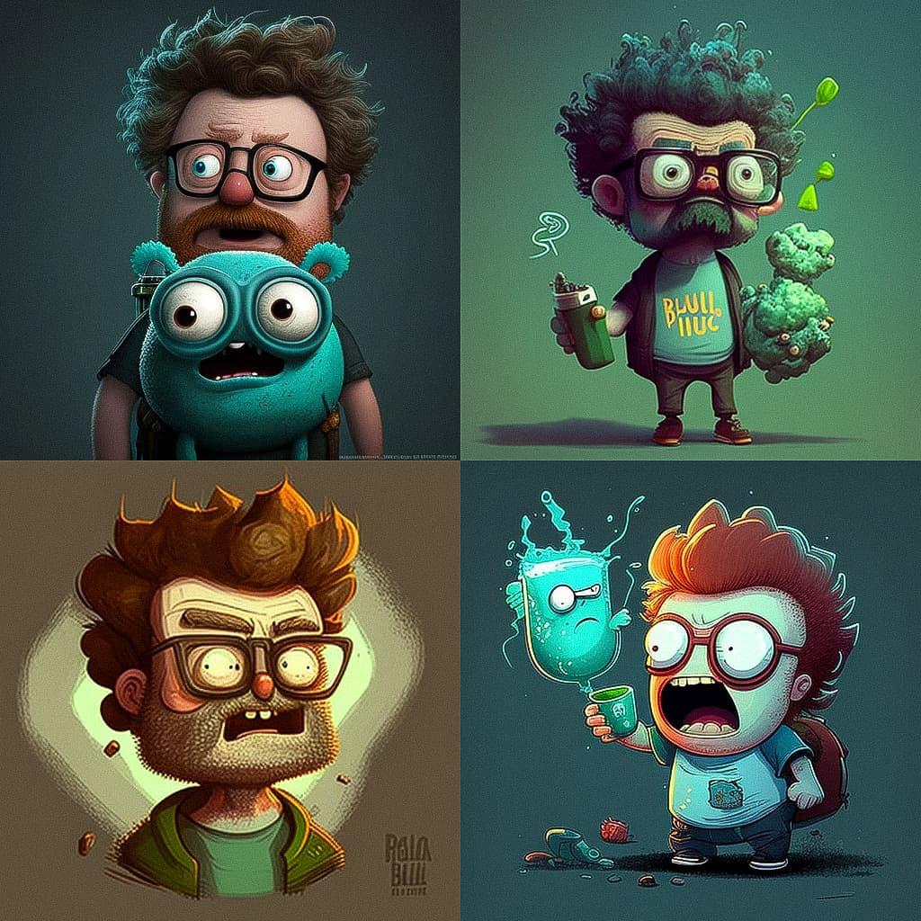 Justin Roiland style, Midjourney V4, render 1 of 4
