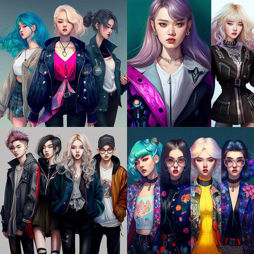 K-pop fashion style, Midjourney V4, render 1 of 4