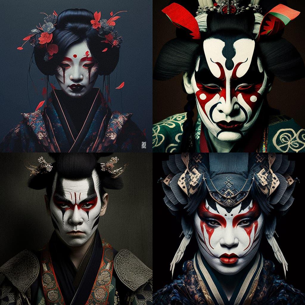Kabuki style, Midjourney V4, render 1 of 4