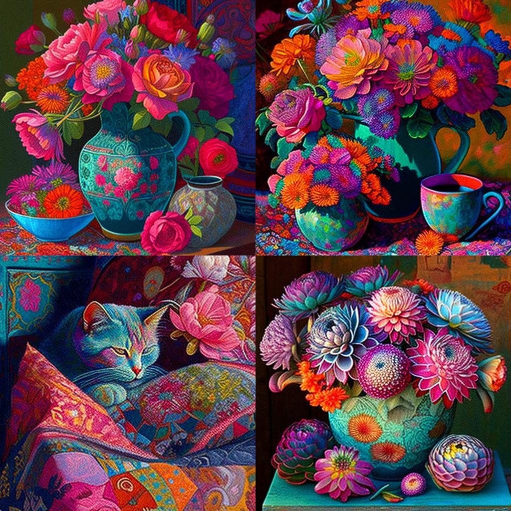 Kaffe Fassett style, Midjourney V4, render 1 of 4