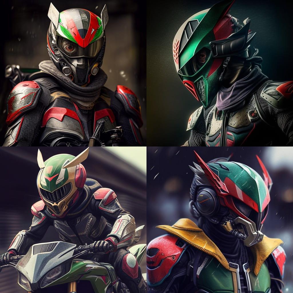 Kamen Rider style, Midjourney V4, render 1 of 4