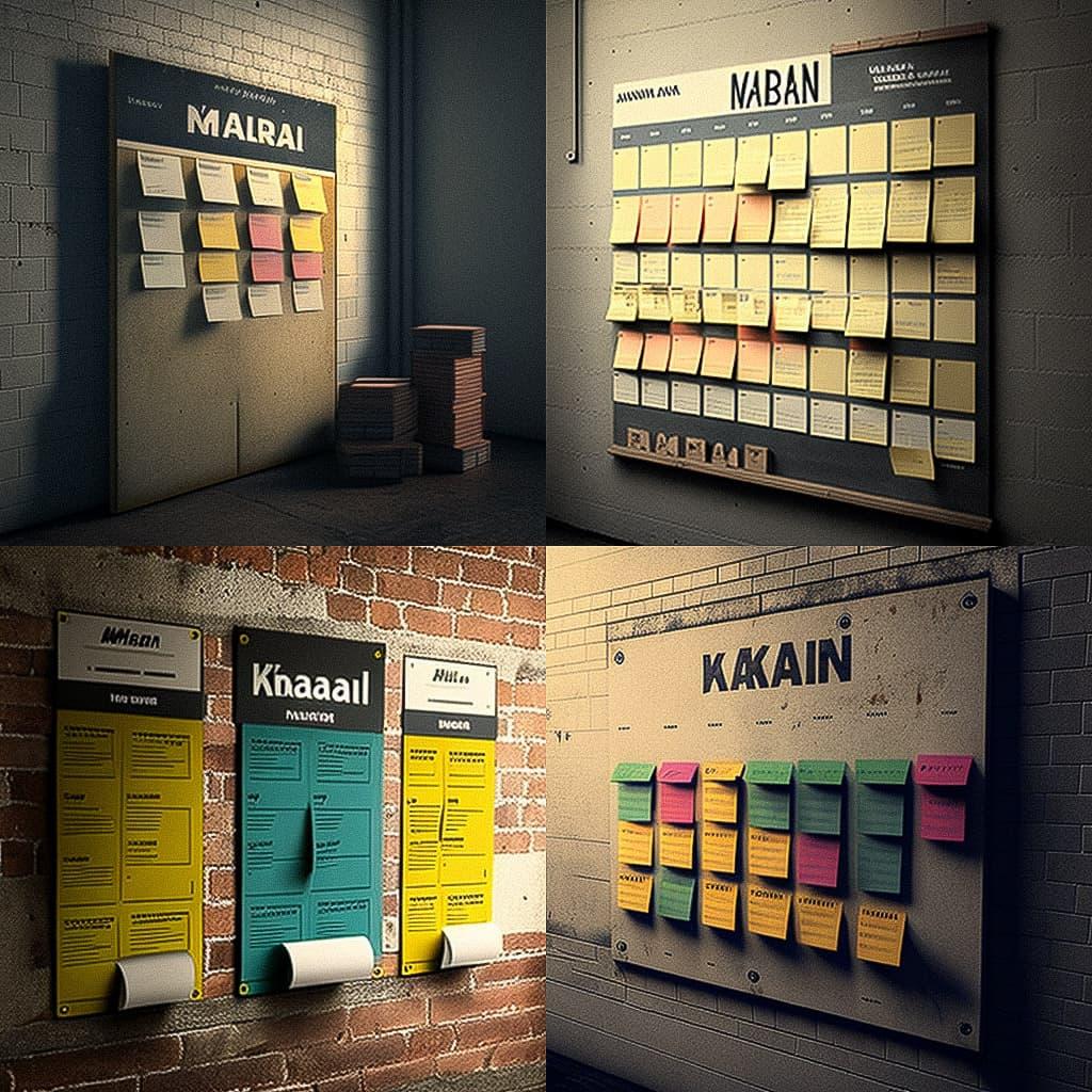 Kanban wall style, Midjourney V4, render 1 of 4