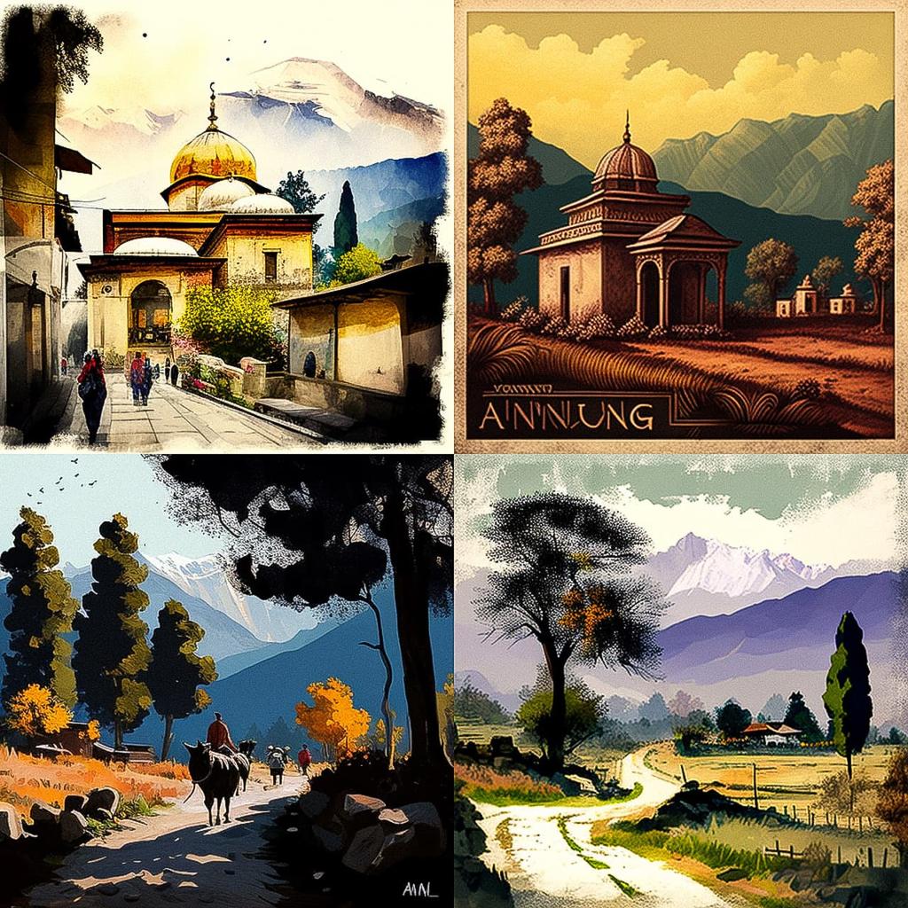 Kangra painting style, Midjourney V4, render 1 of 4