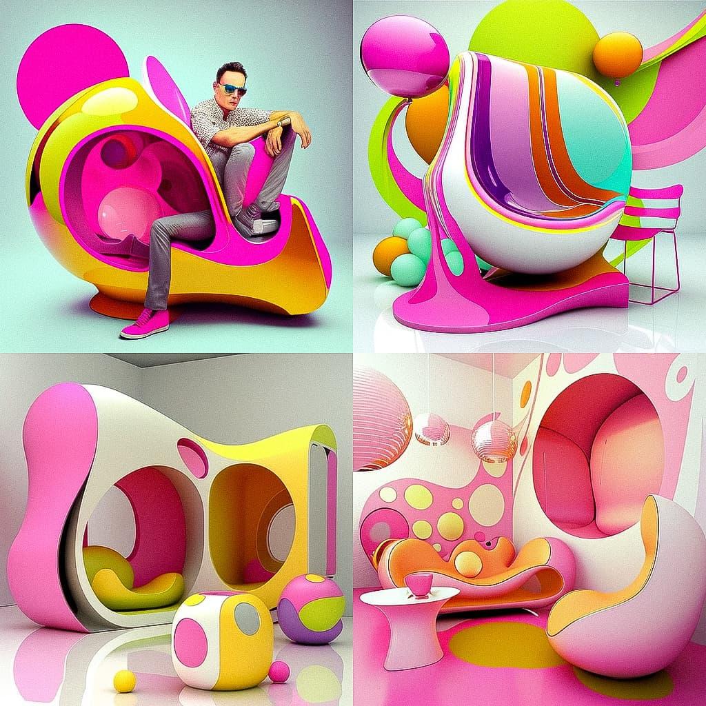 Karim Rashid style, Midjourney V4, render 1 of 4