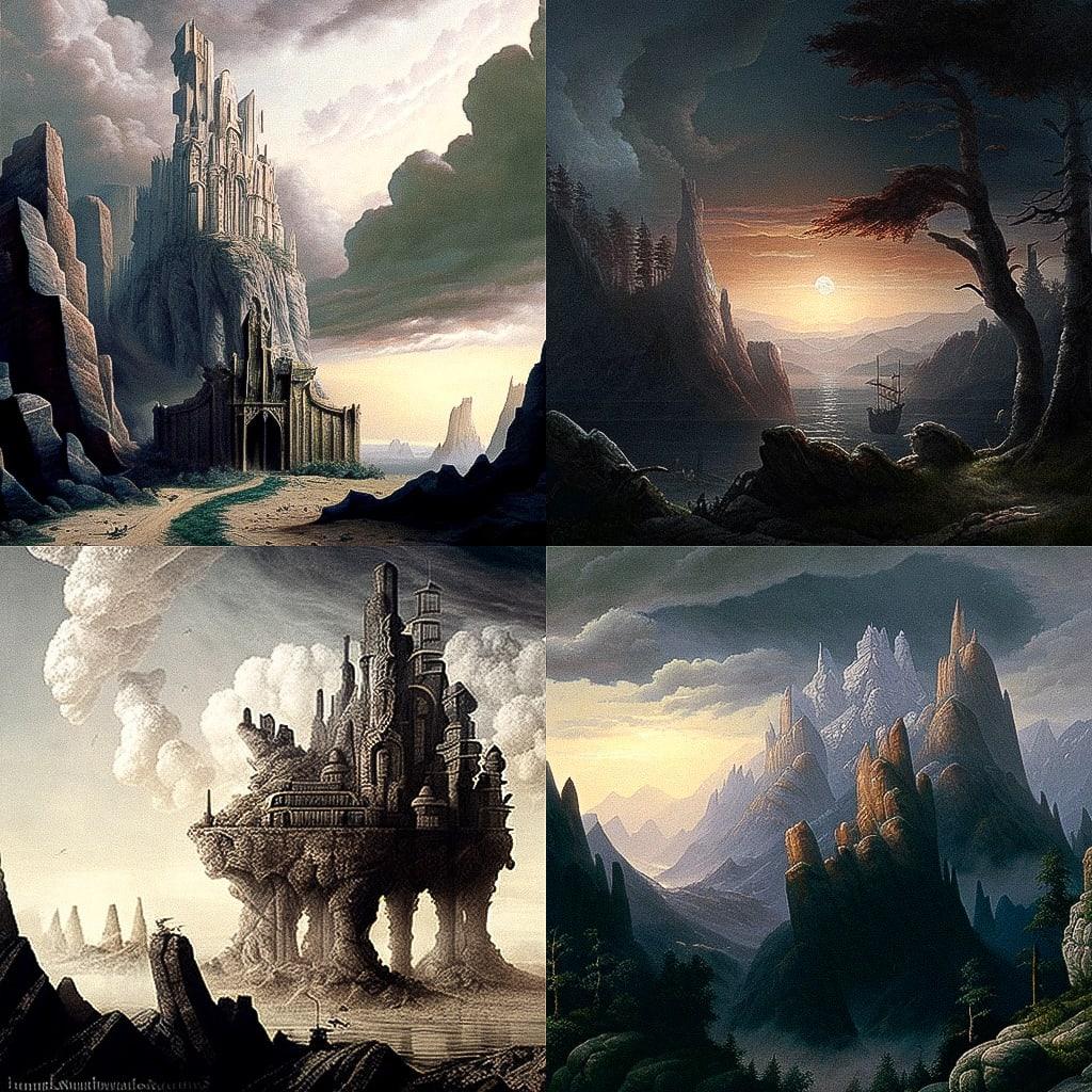Karl Friedrich Schinkel style, Midjourney V4, render 1 of 4