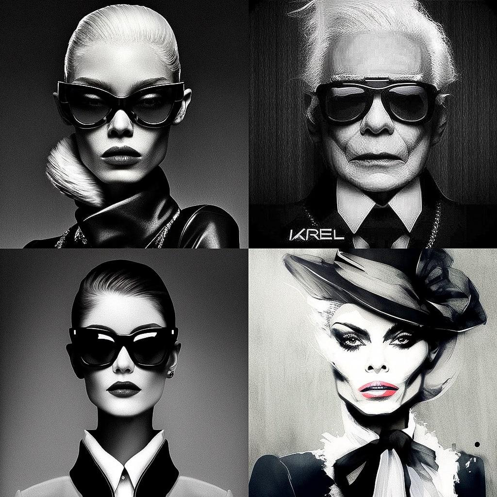 Karl Lagerfeld style, Midjourney V4, render 1 of 4
