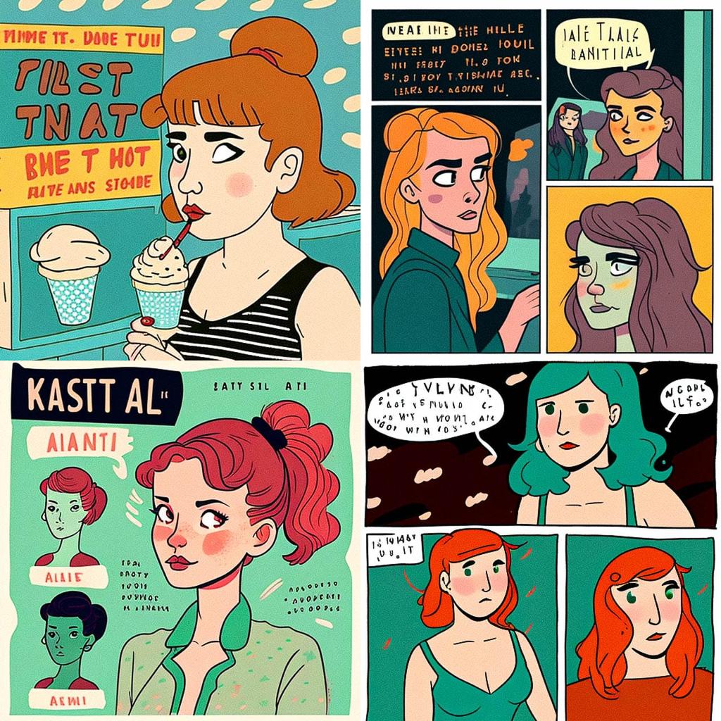 Kate Leth style, Midjourney V4, render 1 of 4