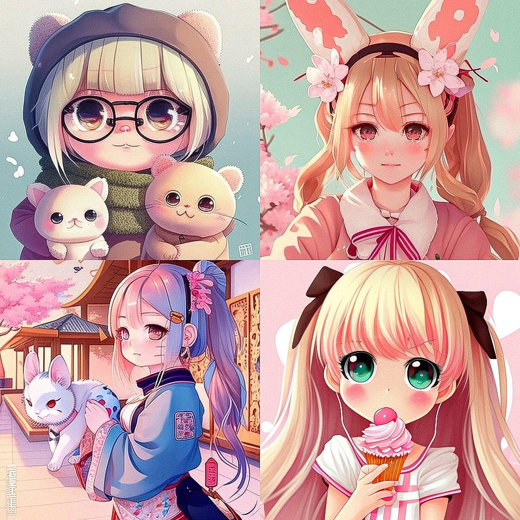 Kawaii anime style style, Midjourney V4, render 1 of 4