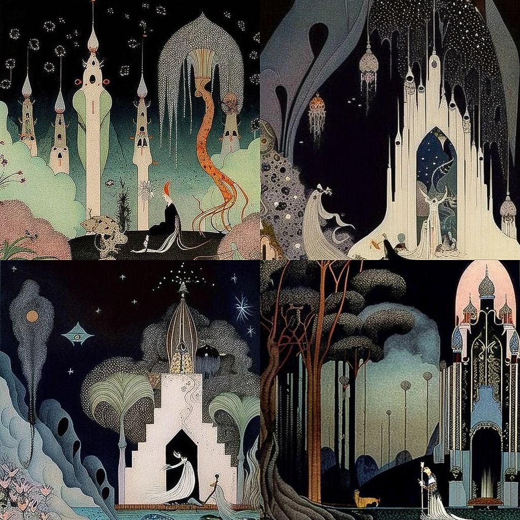 Kay Nielsen style, Midjourney V4, render 1 of 4