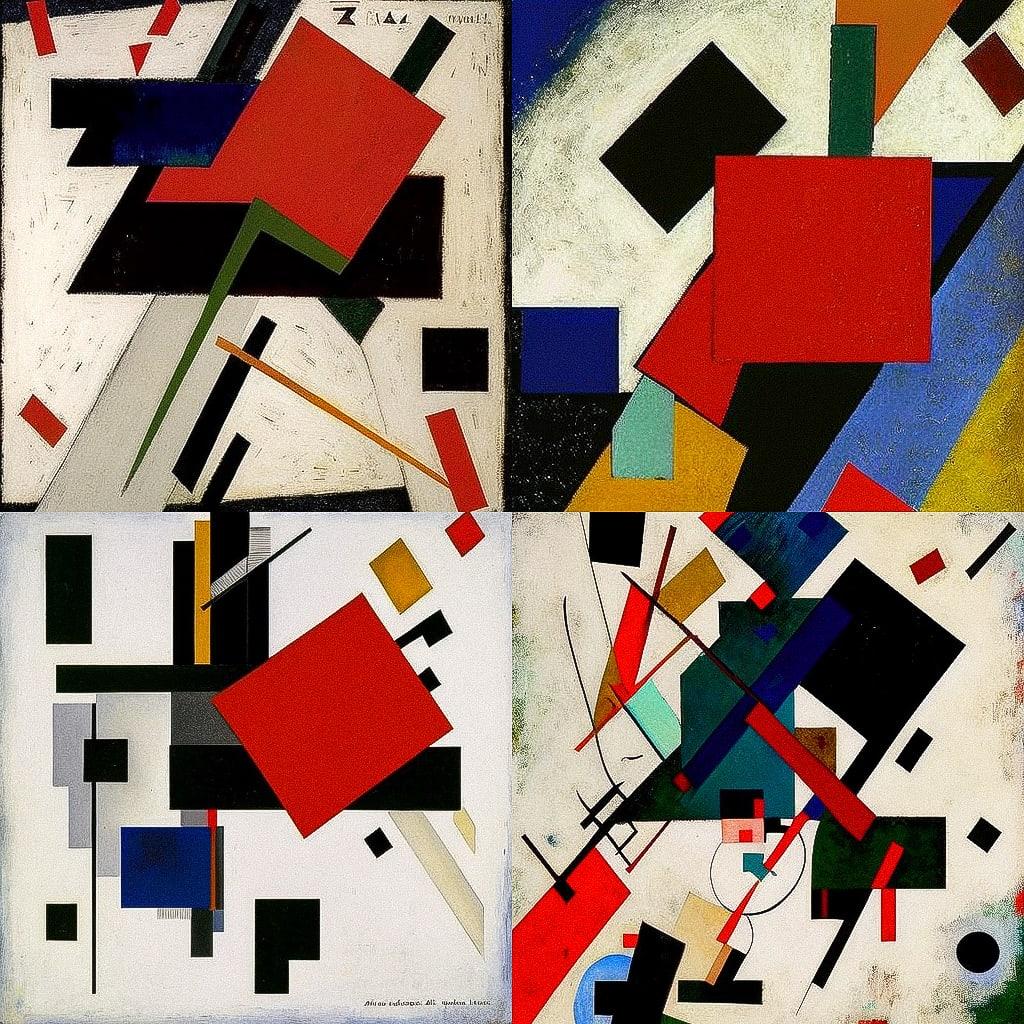 Kazimir Malevich style, Midjourney V4, render 1 of 4