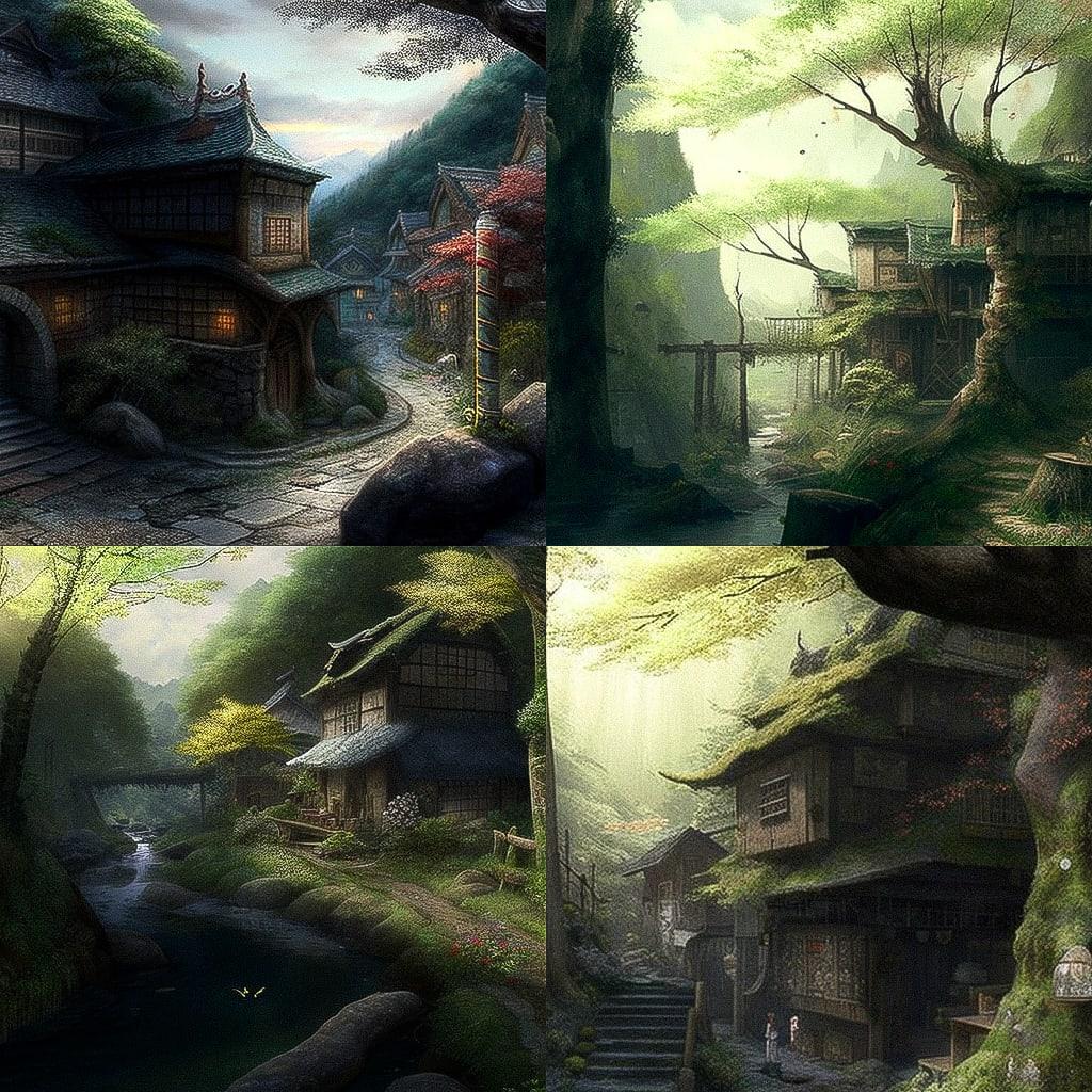 Kazuo Oga style, Midjourney V4, render 1 of 4