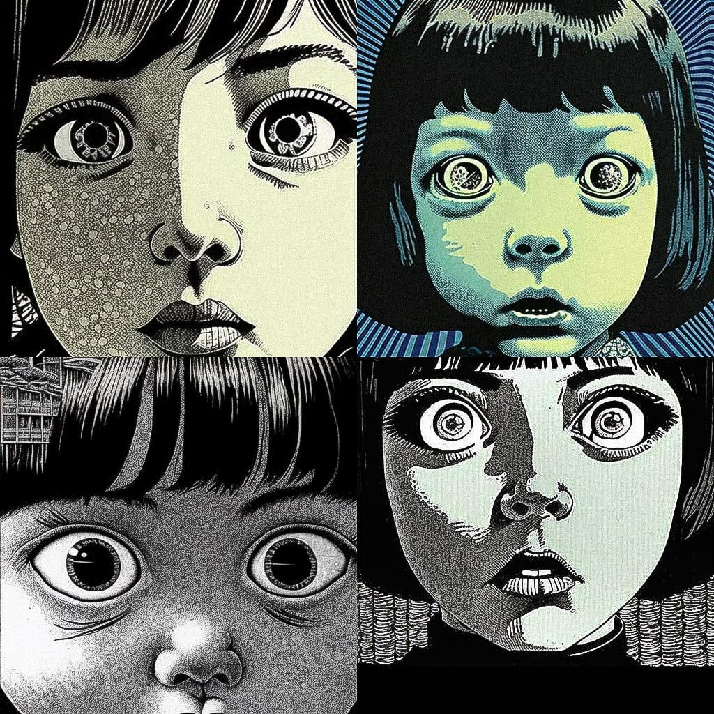 Kazuo Umezu style, Midjourney V4, render 1 of 4