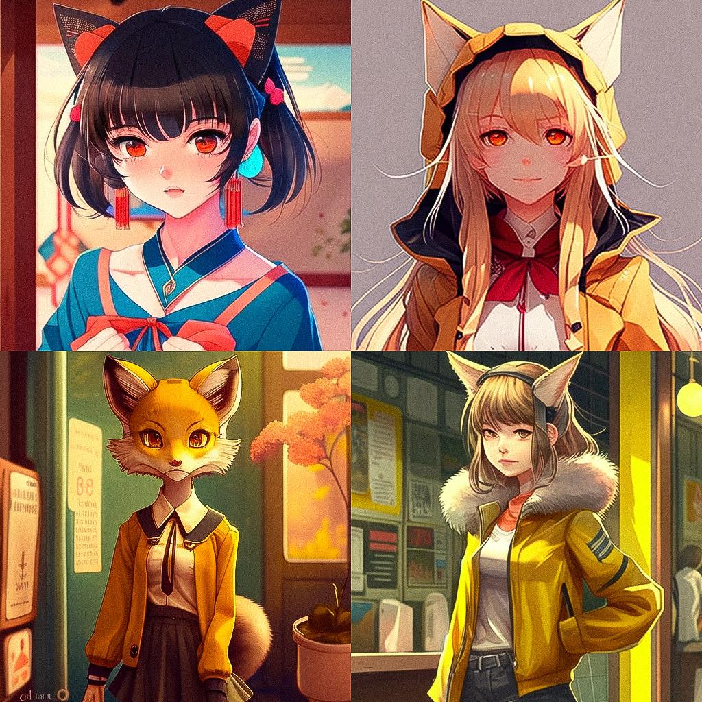Kemonomimi anime style style, Midjourney V4, render 1 of 4