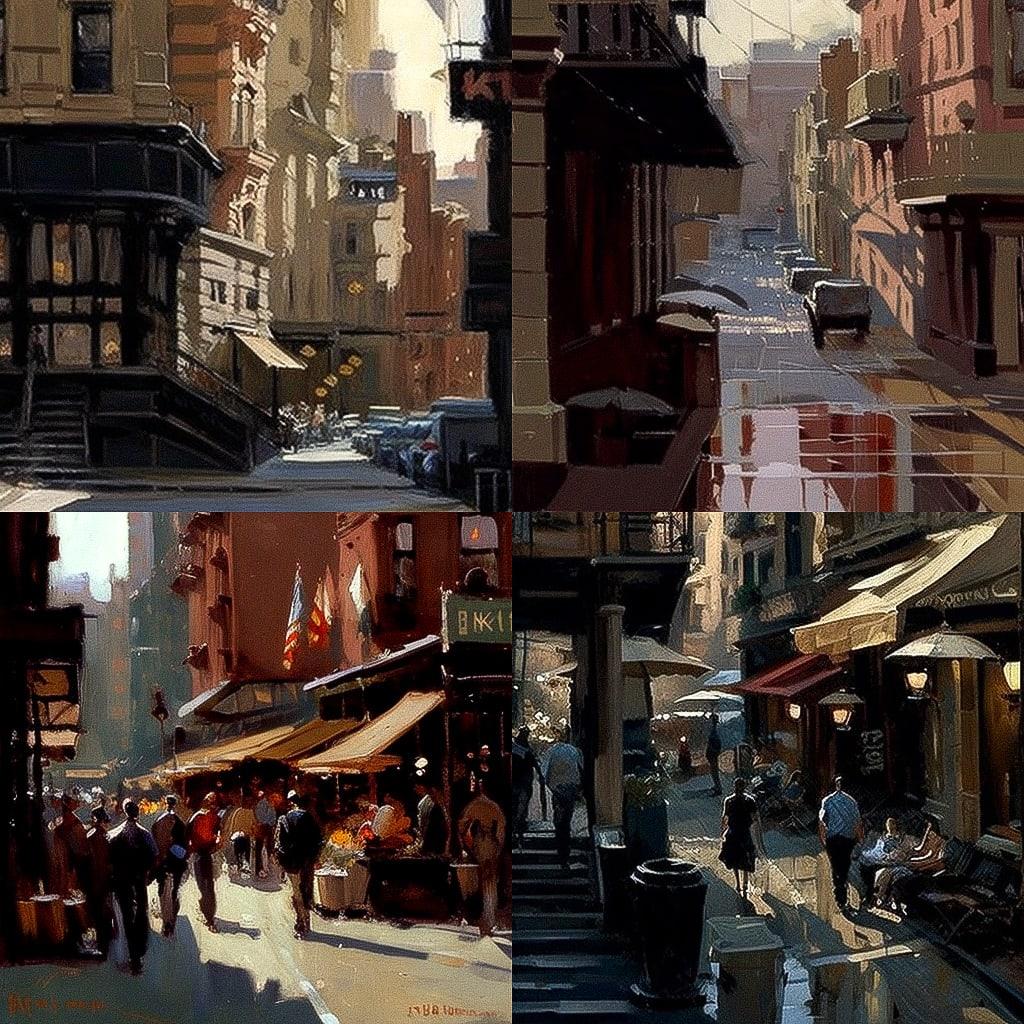 Ken Howard style, Midjourney V4, render 1 of 4