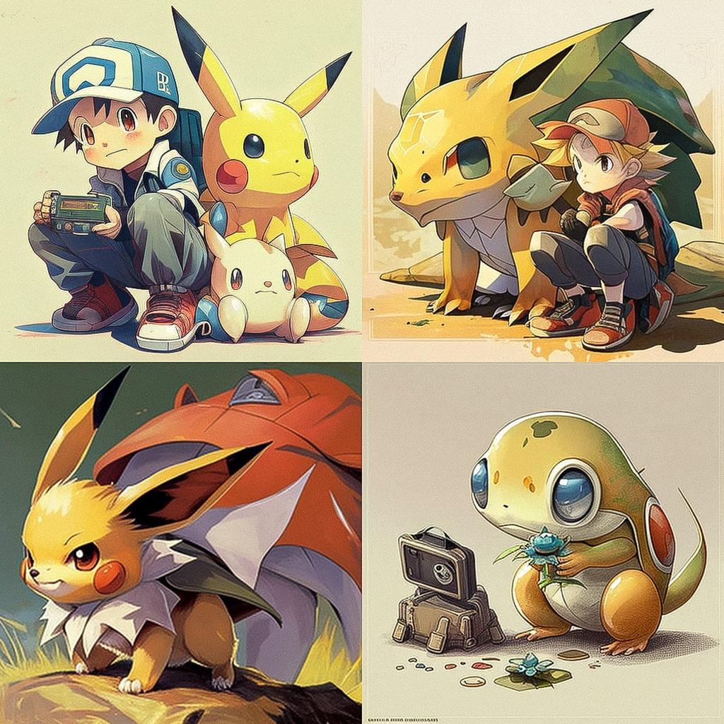 Ken Sugimori style, Midjourney V4, render 1 of 4