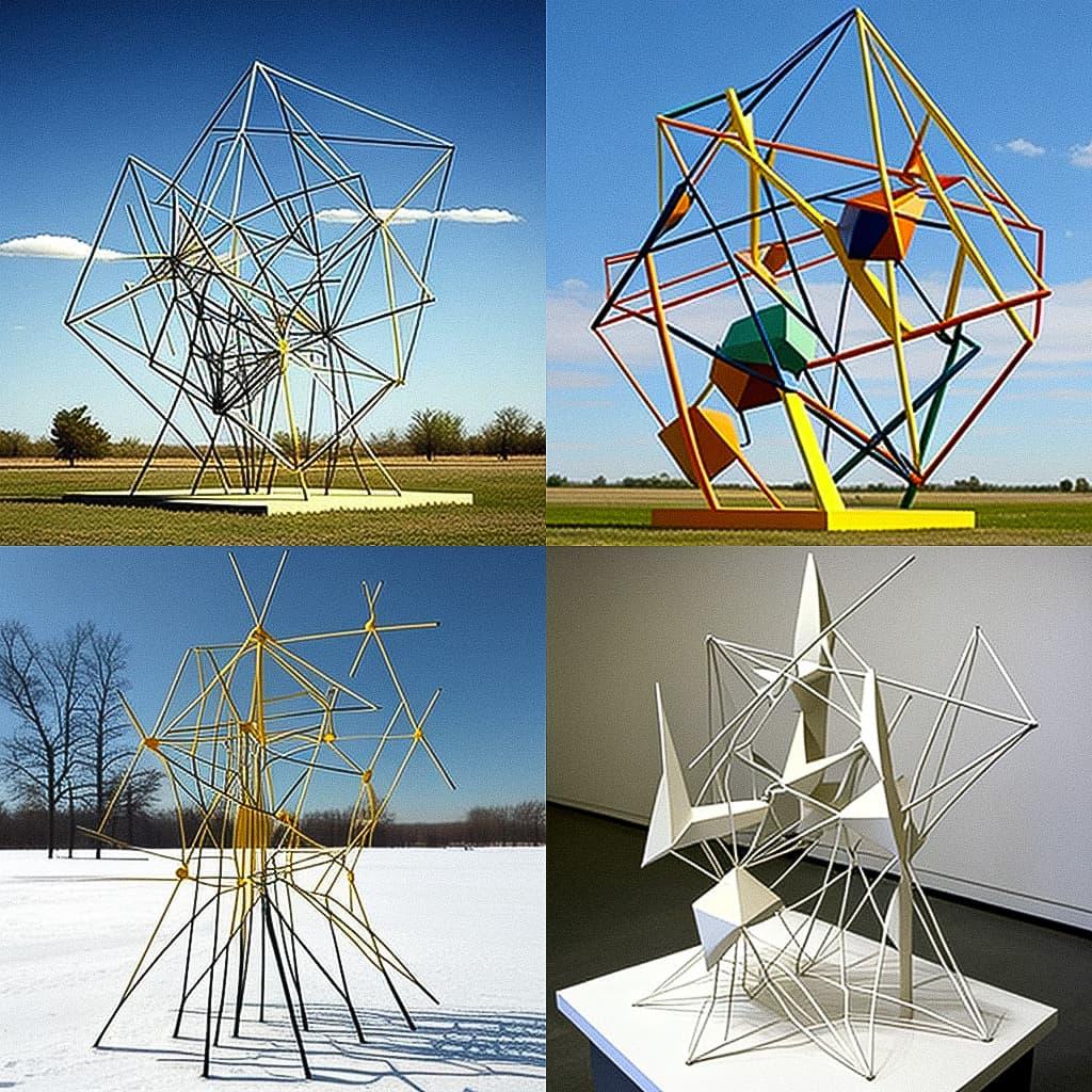 Kenneth Snelson style, Midjourney V4, render 1 of 4