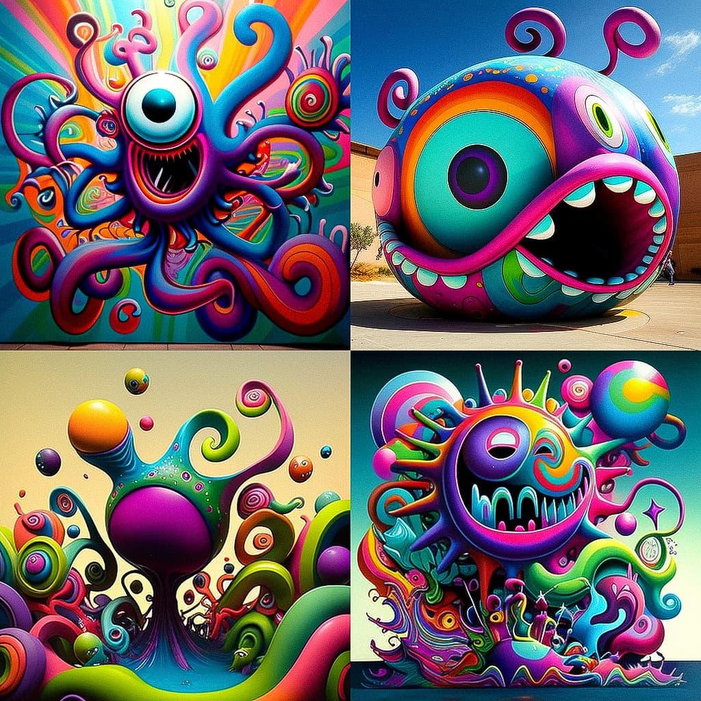 Kenny Scharf style, Midjourney V4, render 1 of 4