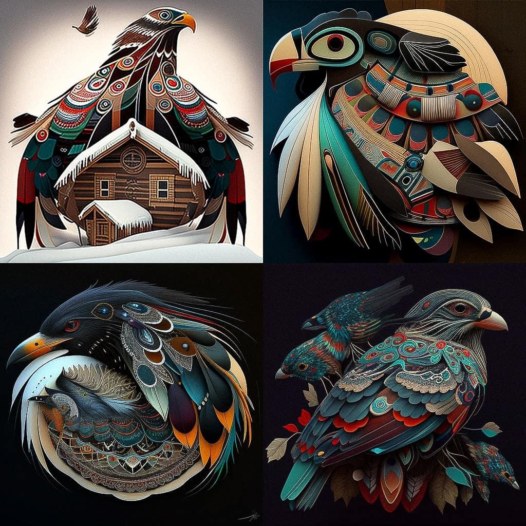 Kenojuak Ashevak style, Midjourney V4, render 1 of 4