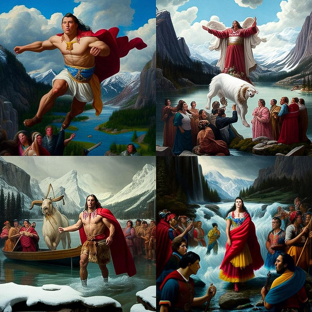 Kent Monkman style, Midjourney V4, render 1 of 4