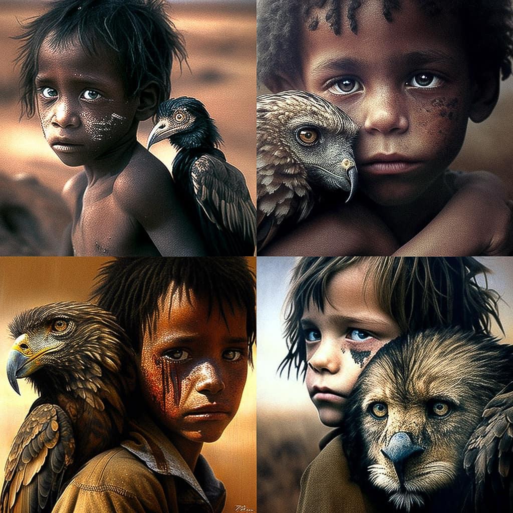 Kevin Carter style, Midjourney V4, render 1 of 4