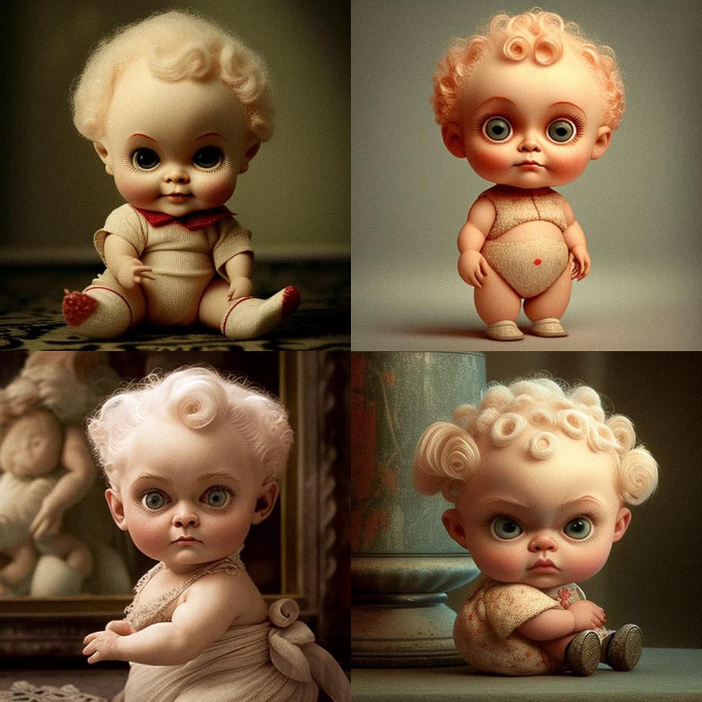 Kewpie doll style, Midjourney V4, render 1 of 4