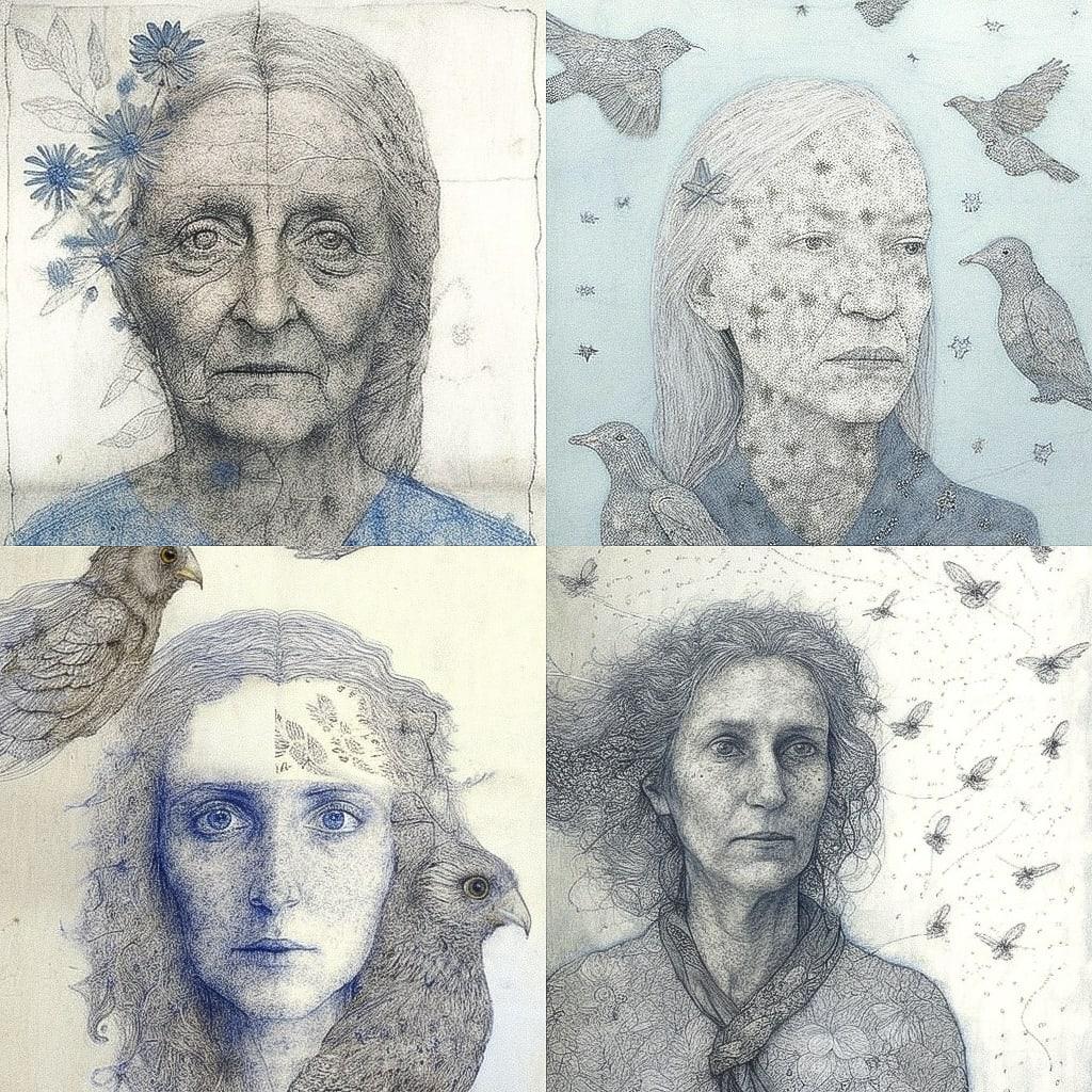 Kiki Smith style, Midjourney V4, render 1 of 4