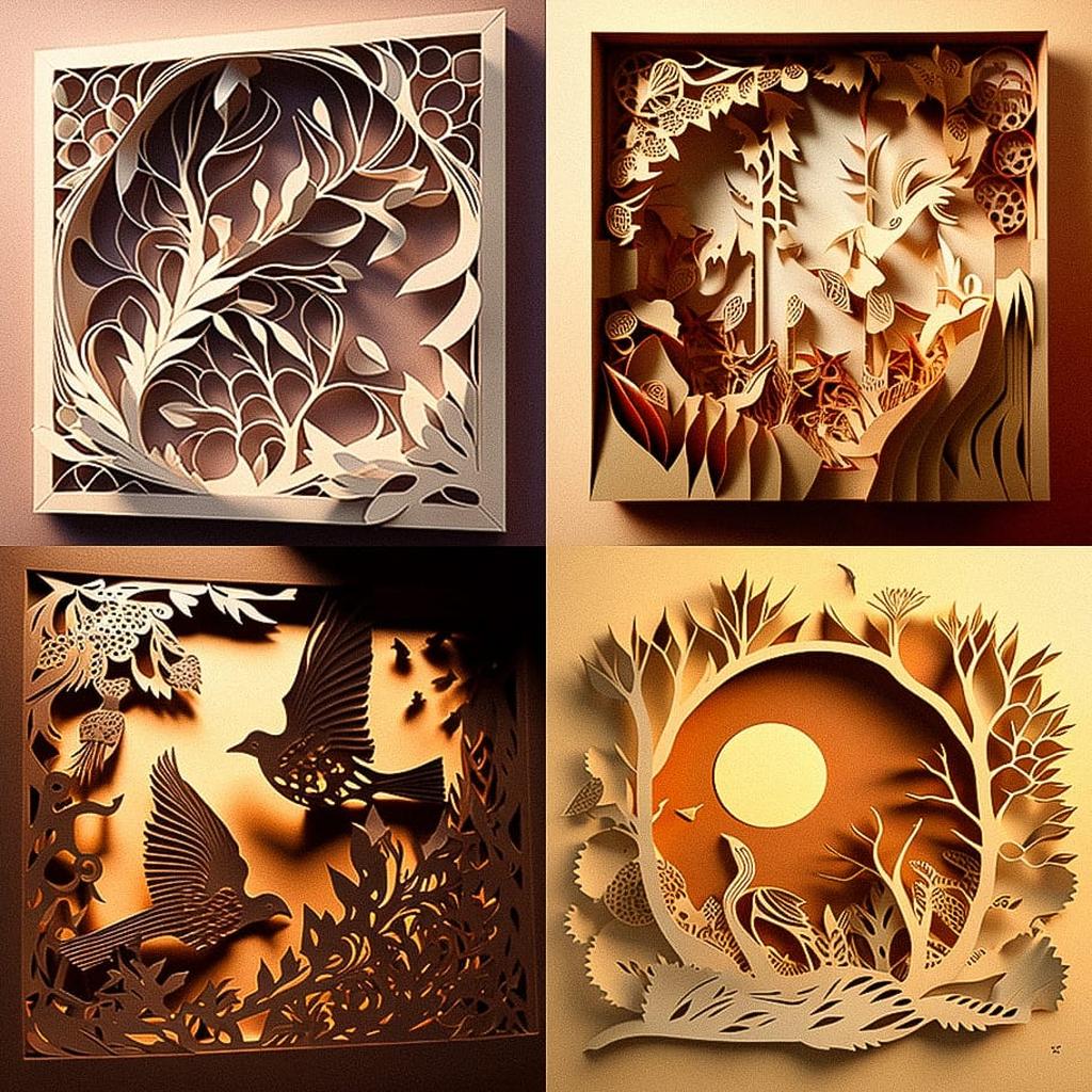Kirigami style, Midjourney V4, render 1 of 4