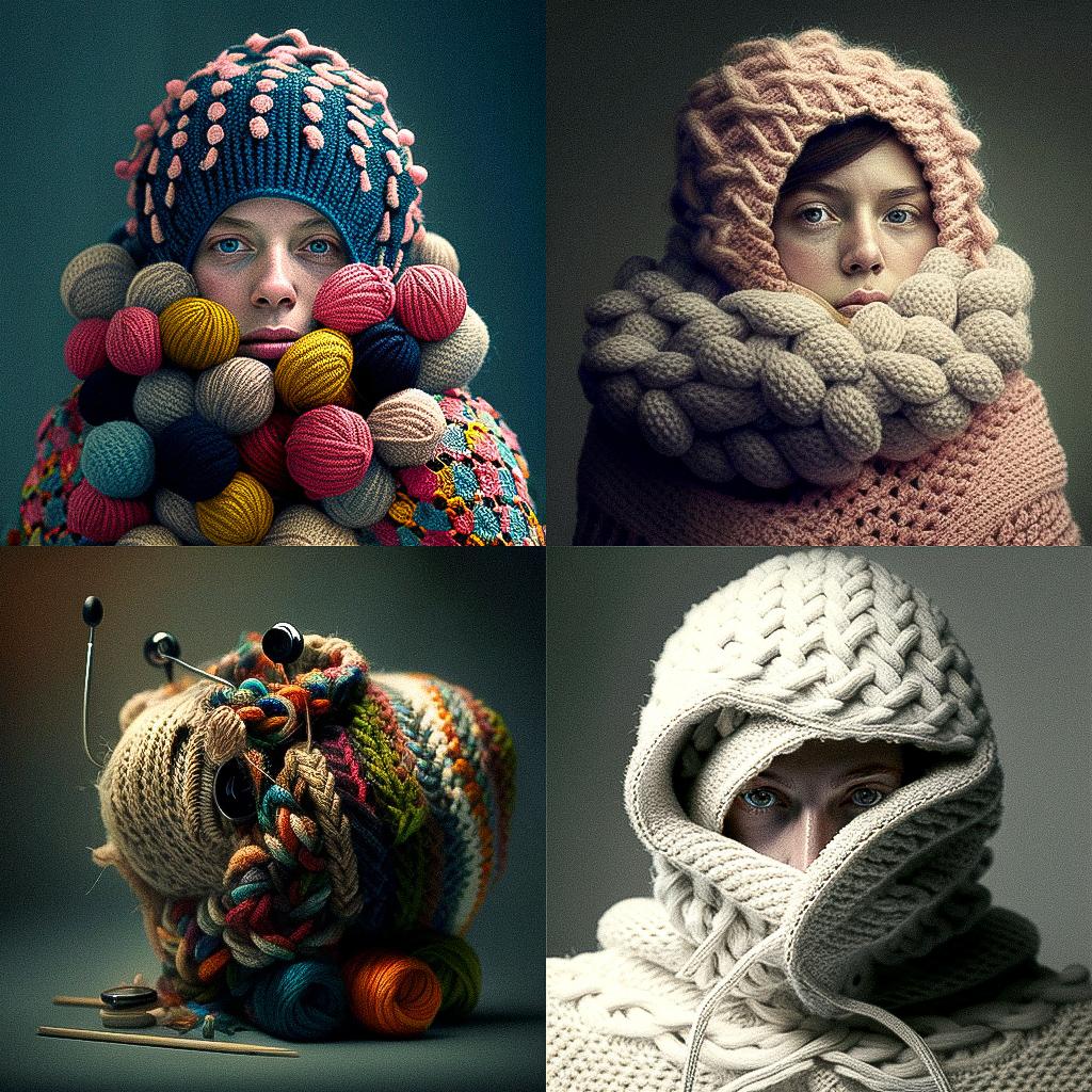 Knitted style, Midjourney V4, render 1 of 4