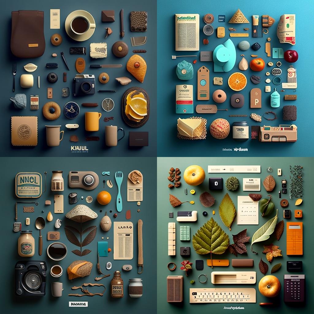 Knolling style, Midjourney V4, render 1 of 4