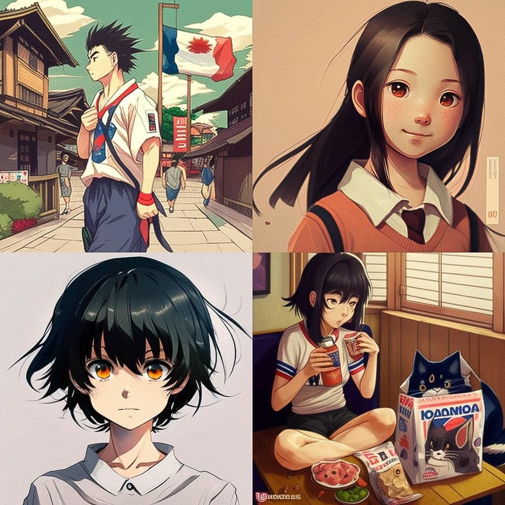 Kodomomuke anime style style, Midjourney V4, render 1 of 4