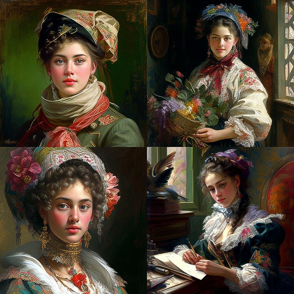 Konstantin Makovsky style, Midjourney V4, render 1 of 4